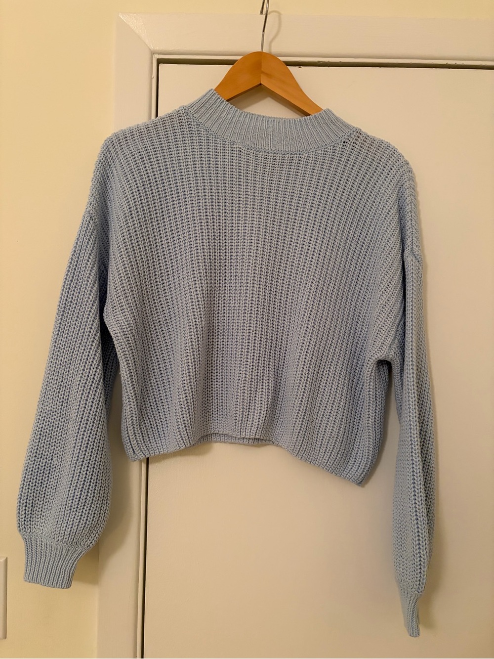 Forever 21 Light Blue Cropped Crewneck Sweater